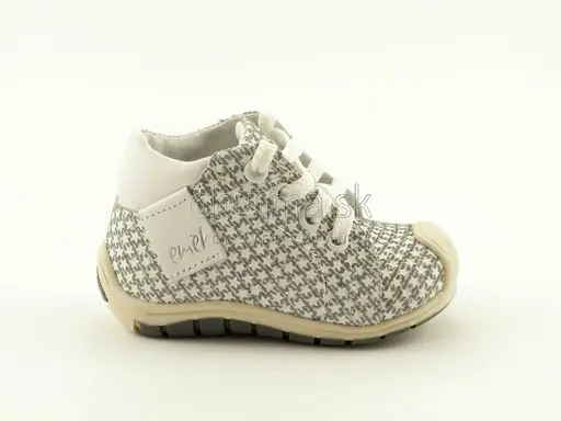 Módne pohodlné kožené sivo biele detské topánky Emel