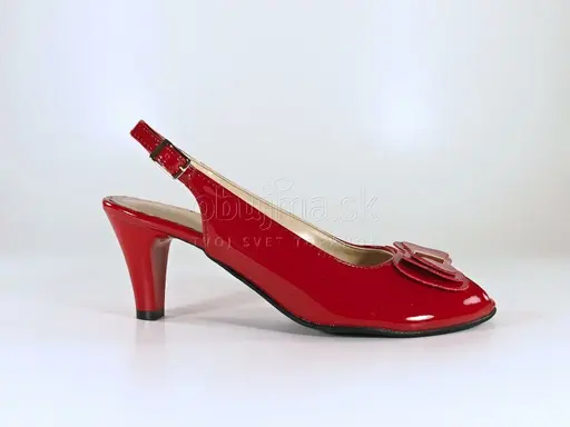 Dámske elegantné lakované červené sandálky s dekorom mašličky EVA