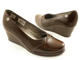 Dámske kožené pohodlné hnedé lodičky s hadím vzorom EVA