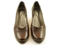 Dámske kožené pohodlné hnedé lodičky s hadím vzorom EVA