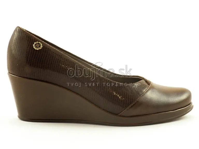Dámske kožené pohodlné hnedé lodičky s hadím vzorom EVA