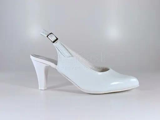 Očarujúce spoločenské biele lakované sandále EVA