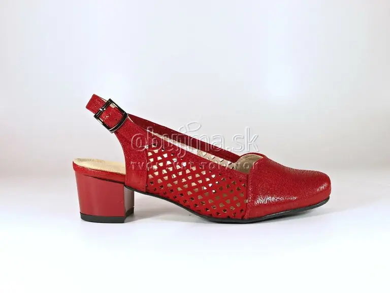 Červené letné širšie kožené sandále EVA