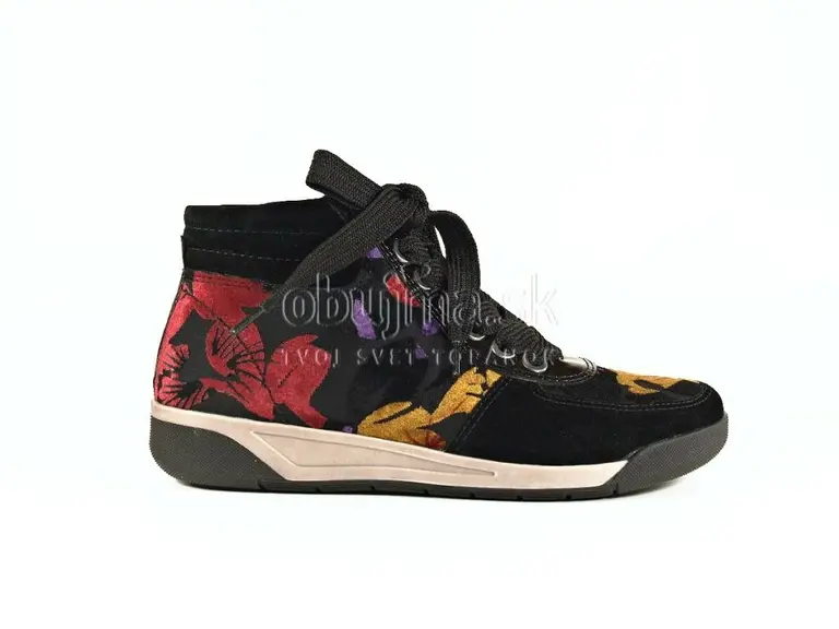 Fešné čierno kvetinkové topánky ARA
