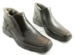Teplé pohodlné kožené kotníkové topánky hnedé Askor