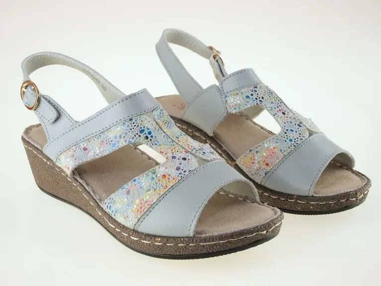 Kožené sivo farebné sandále Lanqier