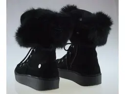 Očarujúce čierne topánky s bundičkou Pollonus P5-0464-011