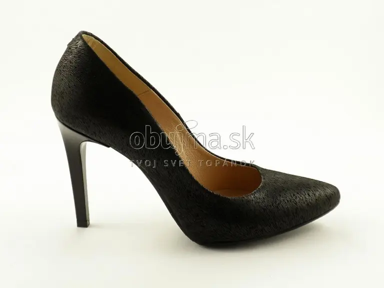 Kožené elegantné čierne vysoké lodičky Eva