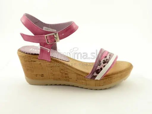 Veselé rúžové platformové kožené pohodlné sandálky Press