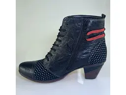 Čierno červené členkové topánky Remonte D8786-02