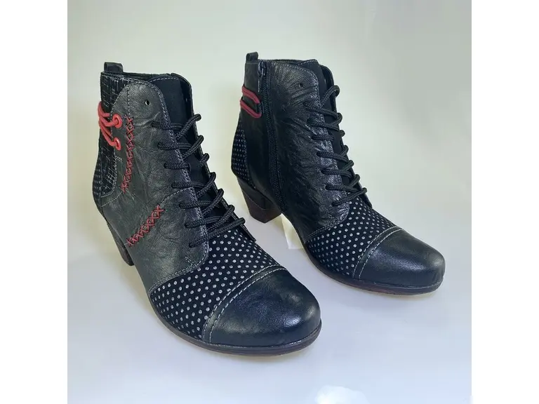 Čierno červené členkové topánky Remonte D8786-02