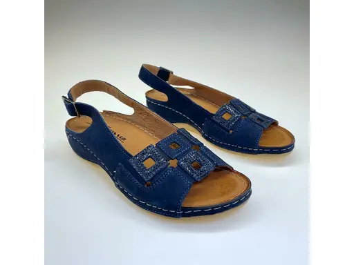 Modré kožené sandále Pollonus P5-1162-022