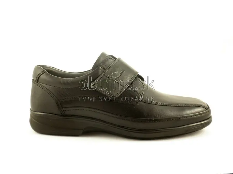 Pánske pohodlné kožené čierne topánky na lepak ARA
