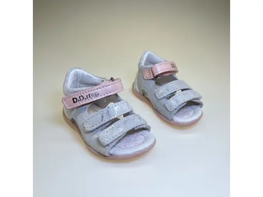 Detské sivo strieborné  sandálky DSG023-G075-345A