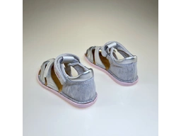 Detské bielo strieborné barefoot sandálky DSG123-G076-382