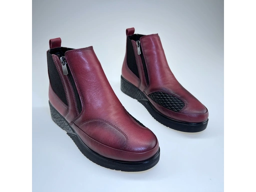 Dámske širšie bordové členkové topánky Q092-3021