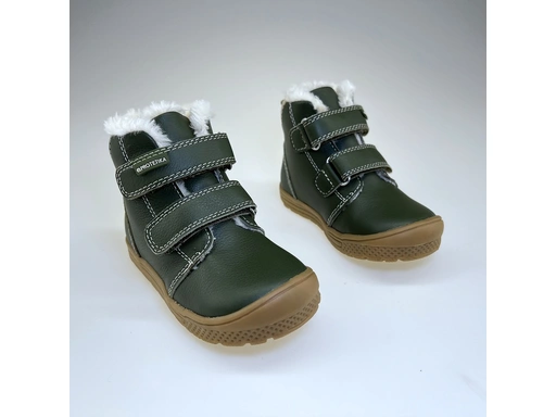 Detské celé teplé zelené topánky Tedy khaki