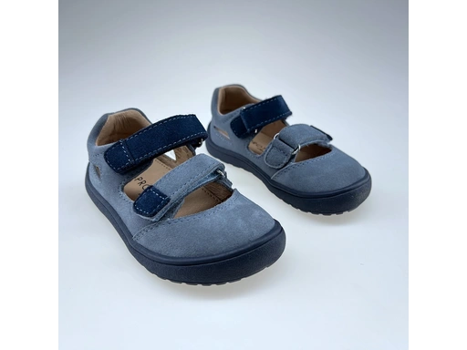 Detské modré barefoot letné sandále Pady jeans
