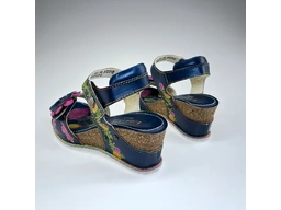 Dámske letné modré kožené sandále Bonito03-90