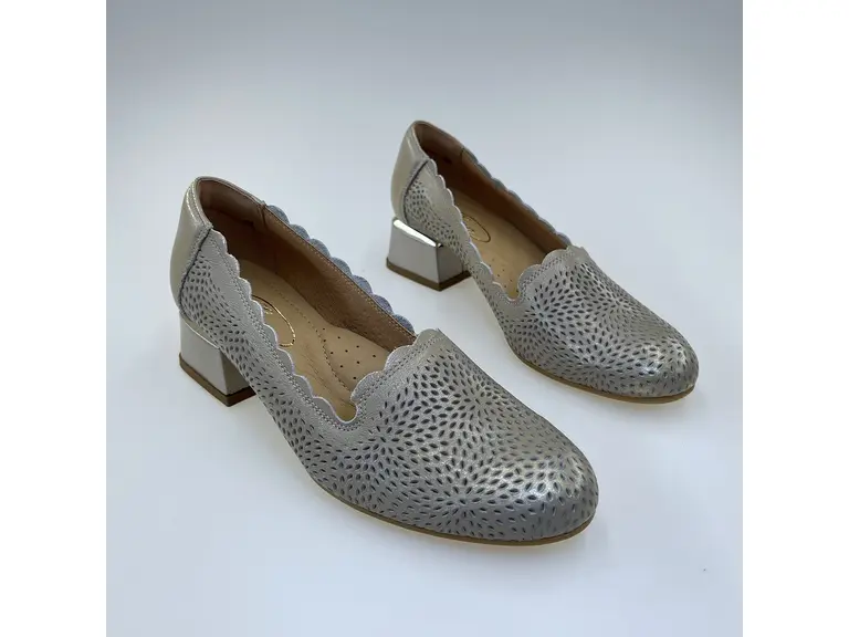 Dámske zlaté kožené mäkučké lodičky K3477/3510M-AU2