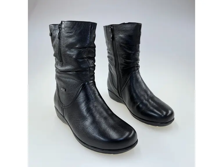 Dámske čierne mäkučké širšie kožené 3/4čižmy 9-26456-43