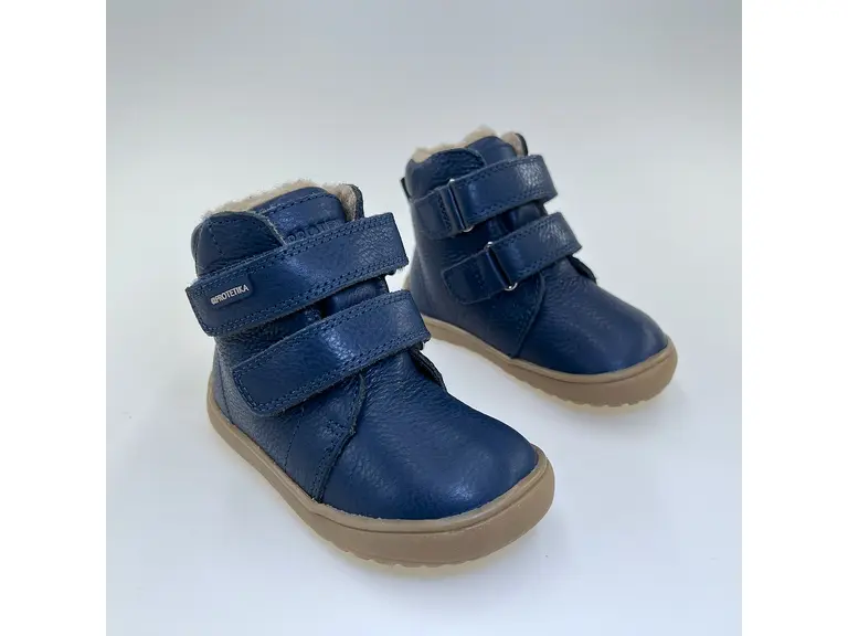 Detské teplé kožené barefoot modré čižmičky Daryk navy