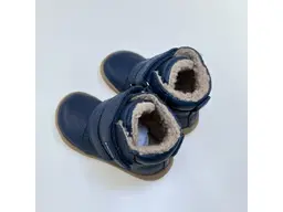 Detské teplé kožené barefoot modré čižmičky Daryk navy