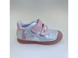 Dievčenské  kožené strieborné polopanky S049-51250M