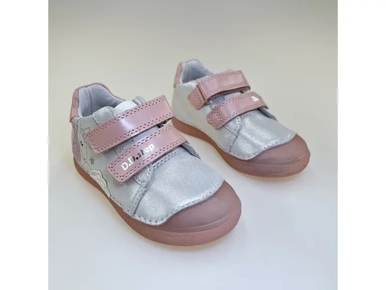 Dievčenské  kožené strieborné polopanky S049-51250M