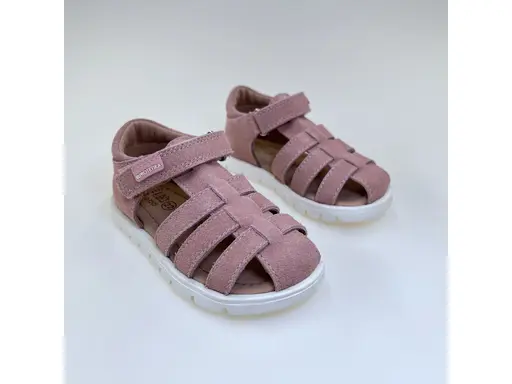 Detské kožené ružové vychádzkové polo-sandálky Nina pink