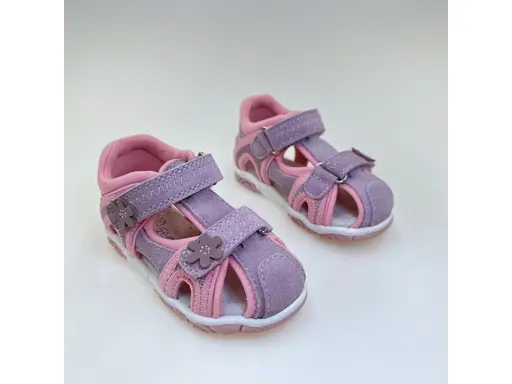 Detské kožené ružové vychádzkové polo-sandálky Ibiza purple