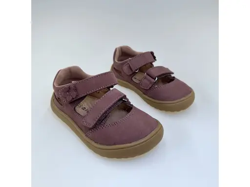 Detské kožené ružové vychádzkové barefoot polo-sandálky Nery old pink