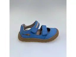 Detské kožené svetlo-modré vychádzkové barefoot polo-sandálky Nery blue