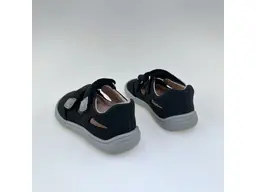 Detské kožené čierne vychádzkové barefoot polo-sandálky Pady marine