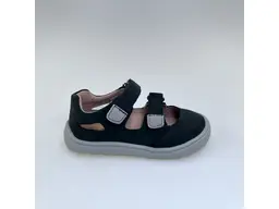 Detské kožené čierne vychádzkové barefoot polo-sandálky Pady marine