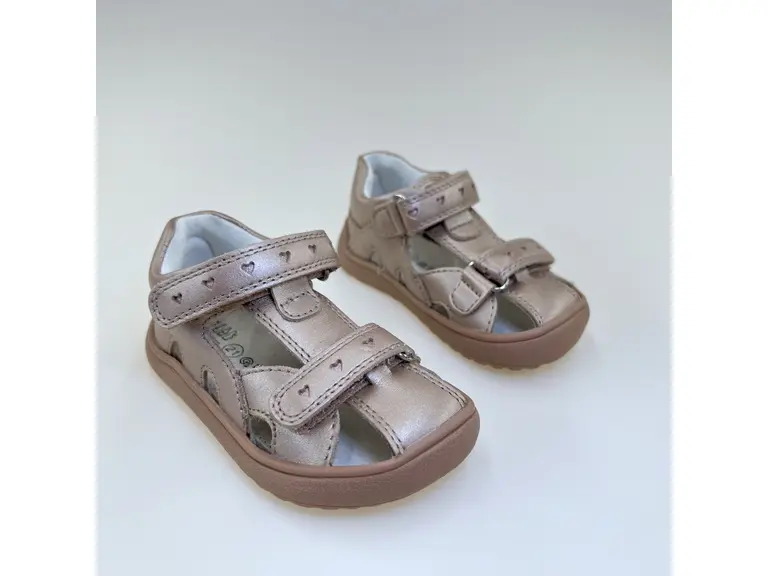 Detské kožené ružové vychádzkové barefoot polo-sandálky Hana pink