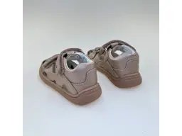 Detské kožené ružové vychádzkové barefoot polo-sandálky Hana pink