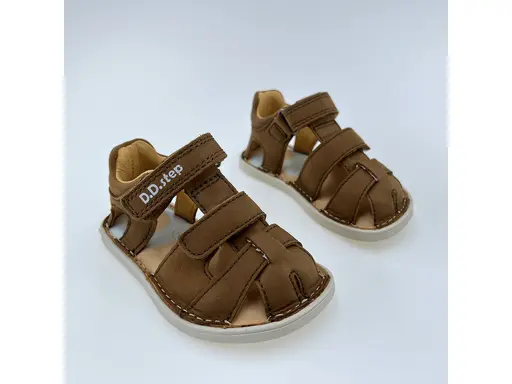 Detské hnedé kožené letné barefoot sandálky G076-51971A-40