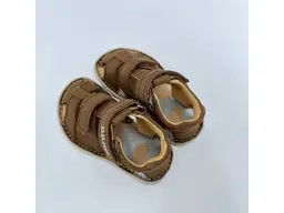 Detské hnedé kožené letné barefoot sandálky G076-51971A-40