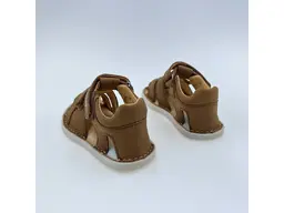 Detské hnedé kožené letné barefoot sandálky G076-51971A-40