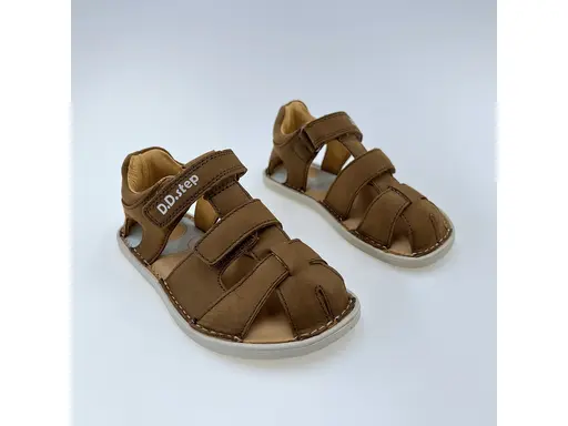 Detské hnedé kožené letné barefoot sandálky G076-51971AM-40