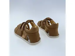 Detské hnedé kožené letné barefoot sandálky G076-51971AM-40