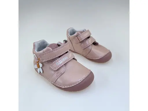 Detské ružové kožené pohodlné barefoot členkové topánky S070-52656