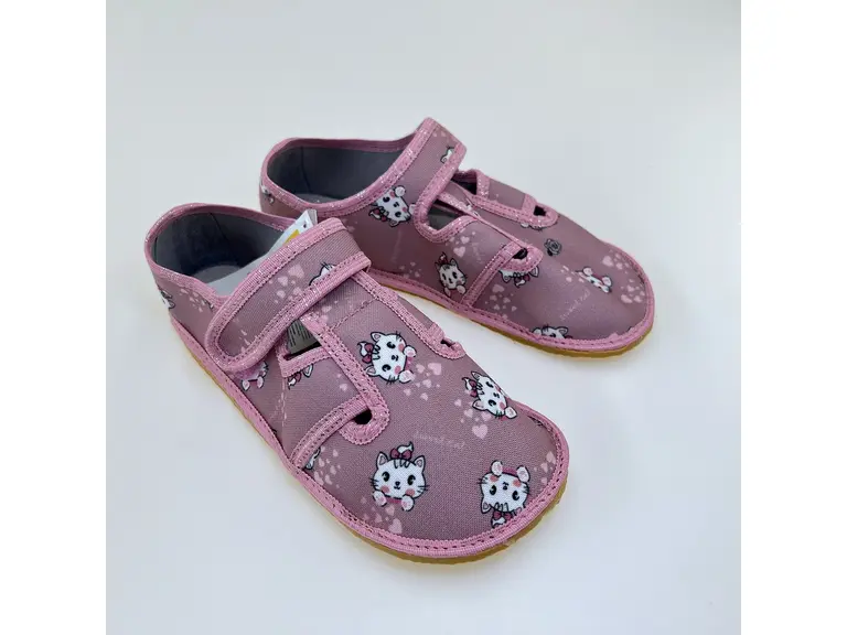Detské ružové kožené barefoot pohodlné papuče Zuzia Z23