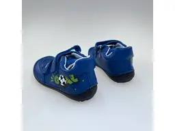 Detské pohodlné barefoot modré kožené poltopánky S063-52747BM-90
