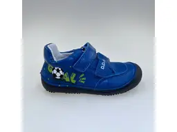 Detské pohodlné barefoot modré kožené poltopánky S063-52747BM-90