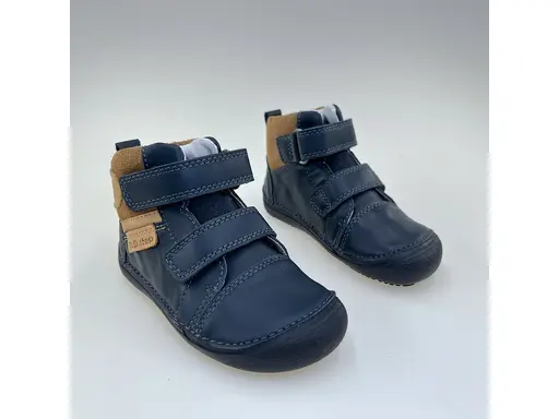 Detské pohodlné barefoot modré kožené celé topánky A063-52570AM-90