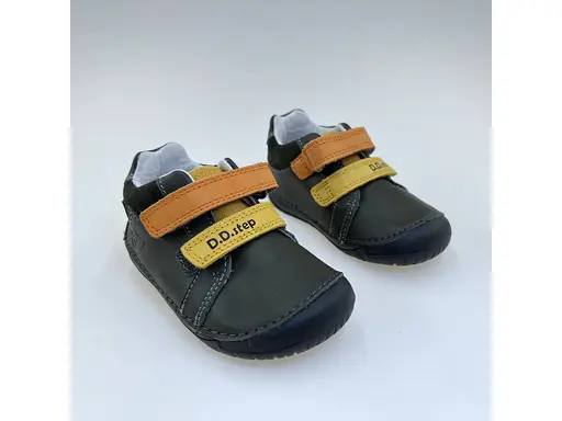Detské pohodlné barefoot zelené kožené celé topánky S070-52141-50