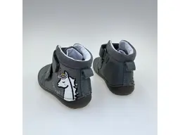 Detské pohodlné barefoot sivé kožené celé topánky A063-52815M-20