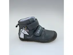 Detské pohodlné barefoot sivé kožené celé topánky A063-52815M-20